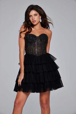 Pre-owned Jovani 39629 Evening Dress Lowest Price Guarantee Authentic In Black