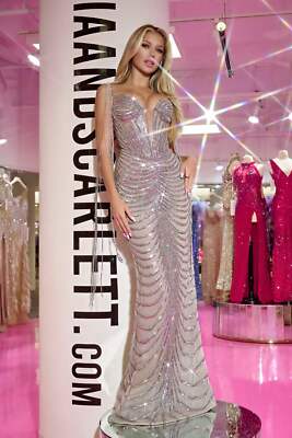 Pre-owned Scarlett Portia &  Ps24862c Evening Dress Lowest Price Guarantee Authentic In Silver