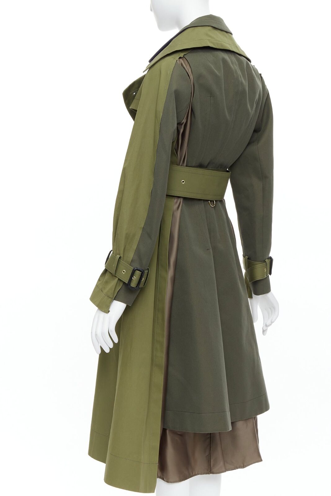 SACAI 2020 green cotton gabardine double layered belted SACAI 2020 green cotton gabardine double layered belted