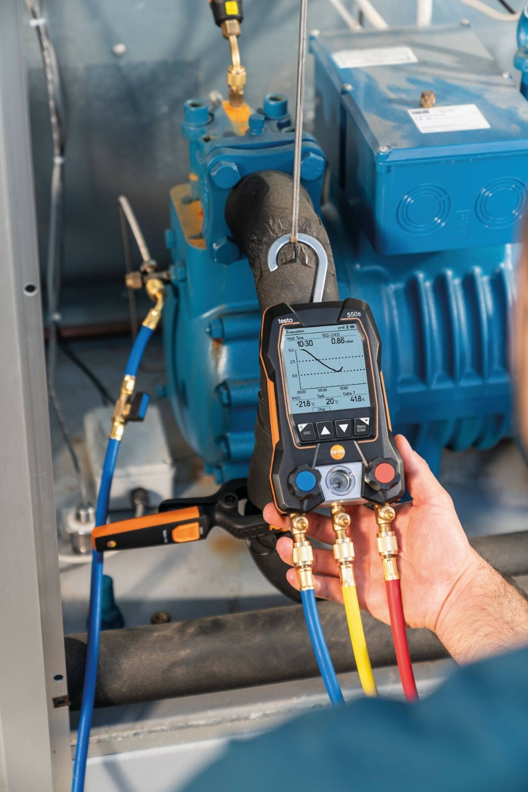 Testo 0564 5505 01 550s Smart Digital Manifold Wireless Clamp Vacuum Probes Hose