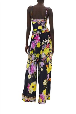 Pre-owned Camilla Wide Leg Utility Pants In Peace Be With You - Size Xl In Black