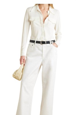 Pre-owned Nili Lotan Aveline Shirt In Ivory - Size M In White