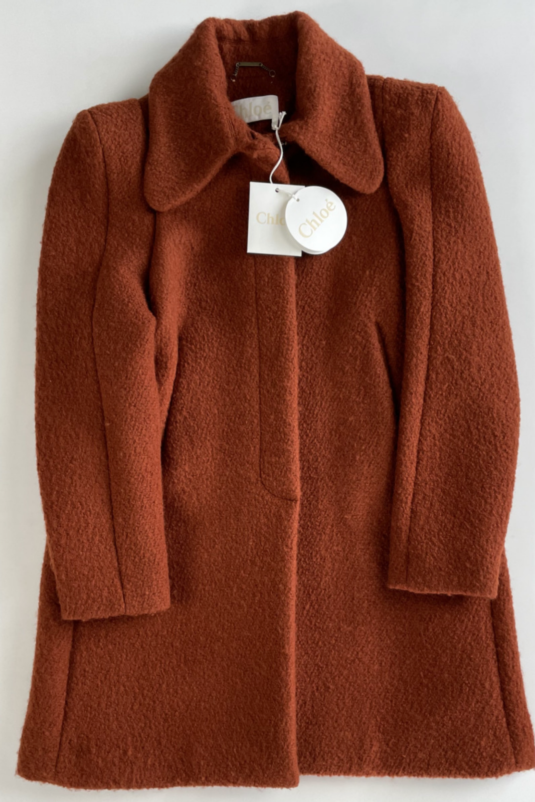 Pre-owned Chloé Women's Washed Wool Coat Jacket Blouson Parka Overcoat 40 In Red