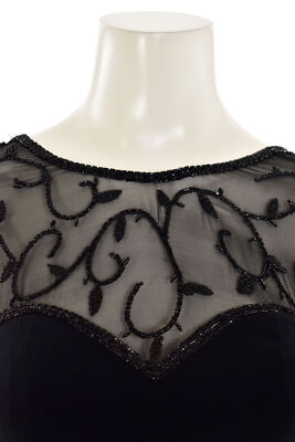 *STUNNING!* Black Tie Oleg Cassini Beaded Evening Dress in Black sz 8