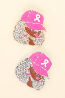 Black Queen Pink Ribbon Brooch Pin - Diona J