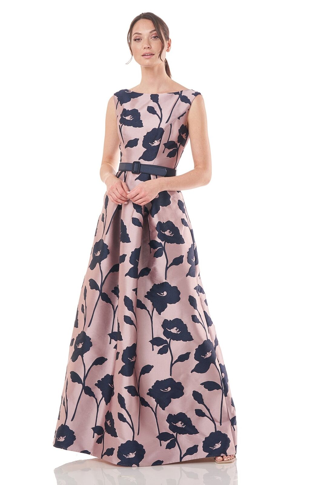 NEW KAY UNGER AUSTIN Bateau Neck Floral Jacquard BALL GOWN NEW KAY UNGER AUSTIN Bateau Neck Floral Jacquard BALL GOWN