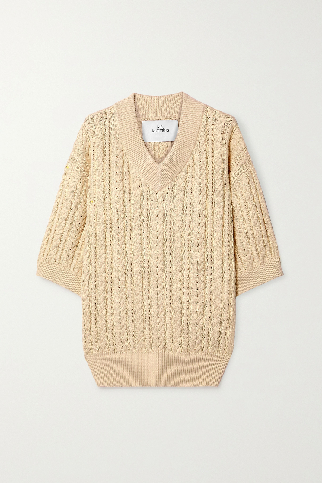 NWT I Love Mr Mittens Cable Knit Cotton Sweater in Cream M/L