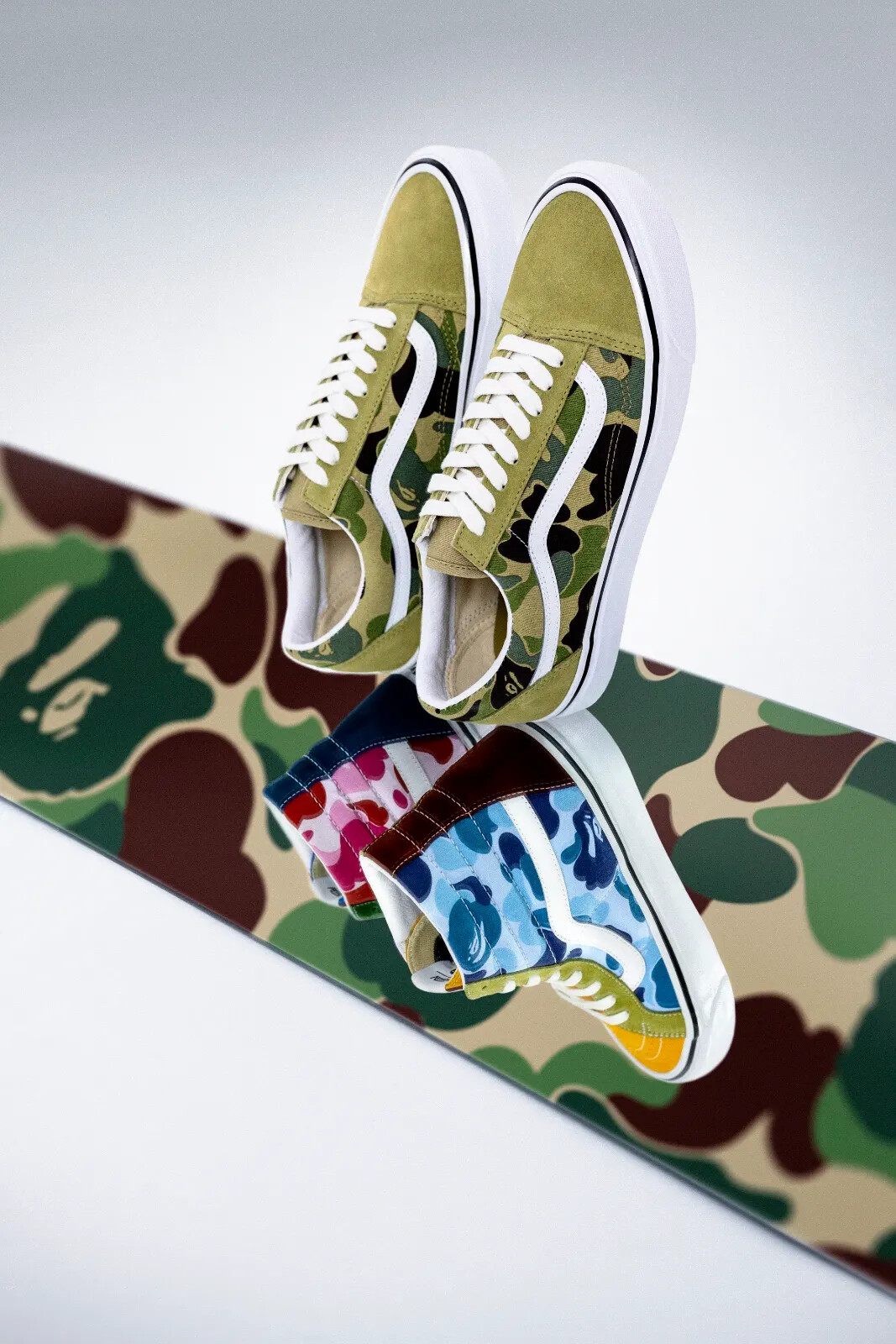 Pre-owned Vans A Bathing Ape X  Abc Camo Old Skool 38 Dx Green 1h73-191-910 Size 8-10