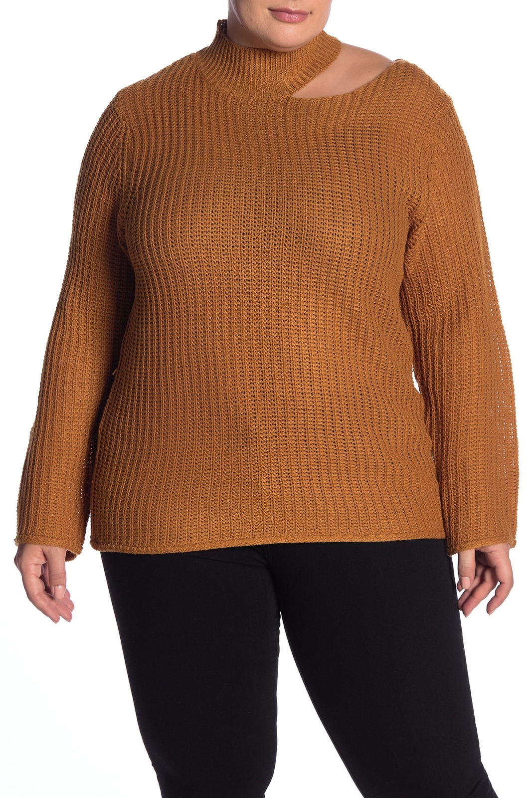 Planet Gold 163653 Women's Long Sleeve Cutout Mock Neck Sweater Plus Size Sz. 1X