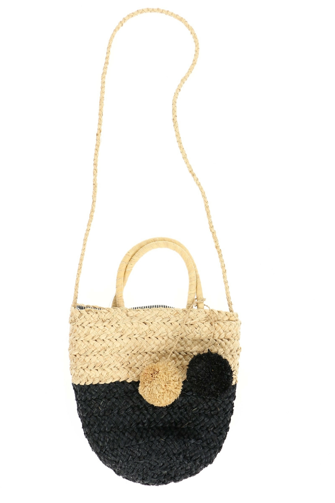buji baja 245085 Womens Color block Crossbody Straw Bag Natural/Black