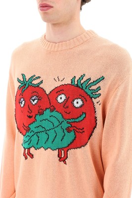 Pre-owned Sky High Farm 'happy Tomatoes' Cotton Sweater In Pink