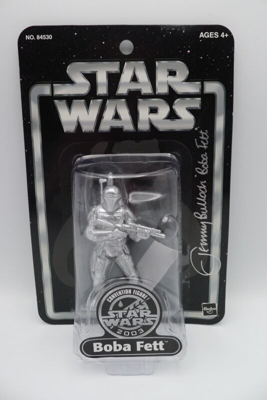 STAR WARS 2003 SAGA EXCLUSIVE SILVER BOBA FETT - AUTOGRAPHED by JEREMY BULLOCH
