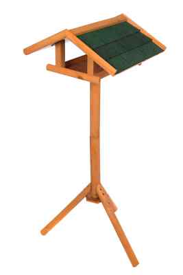 Edles Vogelhaus Zedernholz 3024 mit Ständer Massivholz 120 cm hoch Futterhaus