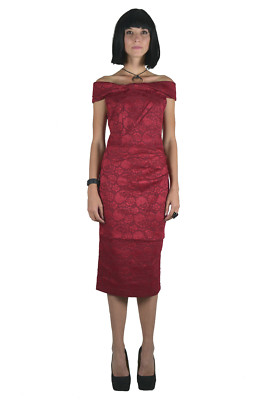 VOODOO VIXEN RETRO VINTAGE PIN UP 50s SEXY MAISE PENCIL RED DRESS DRA8274