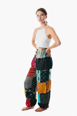 Unisex handmade boho hippie aladdin patchwork harem yoga pants one size women