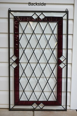 20.25" x 34.25"  Stunning Handcrafted stained glass Clear Beveled window panel 