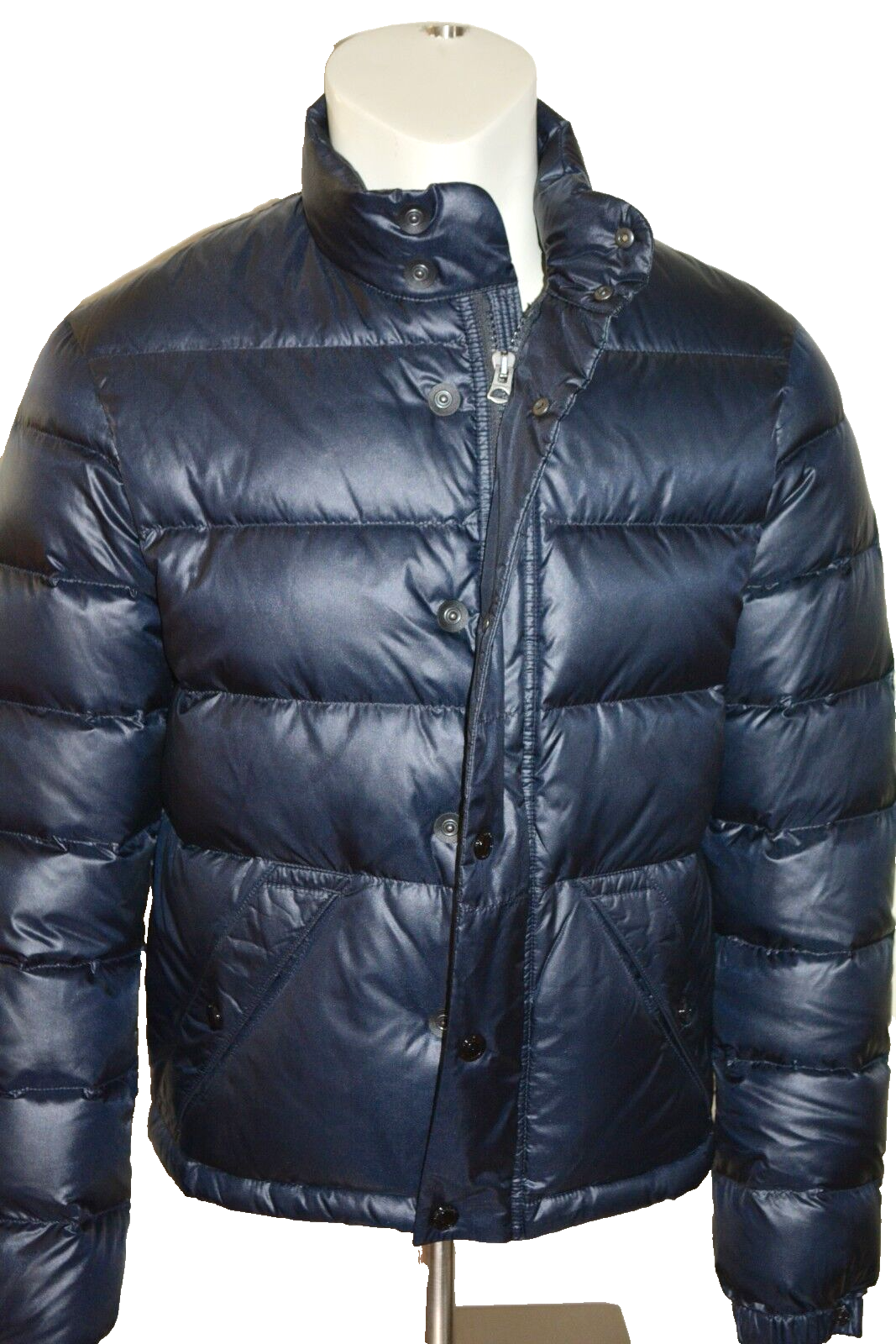 Pre-owned Burberry Brit Mens Duck Down Quilted Puffer Jacket Coat Sz Large In Blue