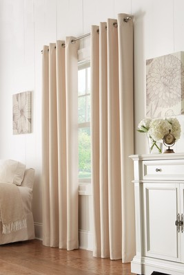 Arcane Faux Silk Room Darkening Grommet Curtain 52'' x 84'' in Champagne