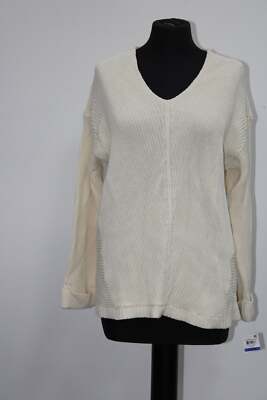Charter Club Sweater Longsleeve Solid Vneck Pullover Natural XL