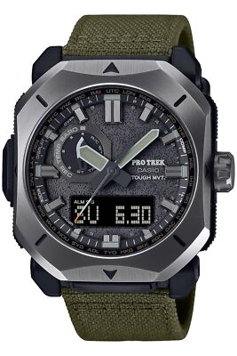 Pre-owned Casio Pro Trek Prw-6900yb-3jf Men Watch Cordura Band Radio Solar Analog Digital