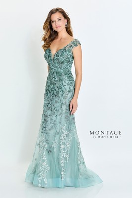 Pre-owned Mon Cheri Montage M522 Evening Dress Lowest Price Guarantee Authentic In Sage