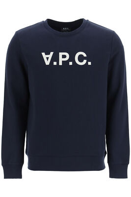 Pre-owned Apc A.p.c. Sweatshirt Logo V.p.c. Flock Cofaxh27378 Blu Sz.s Iak In Blue