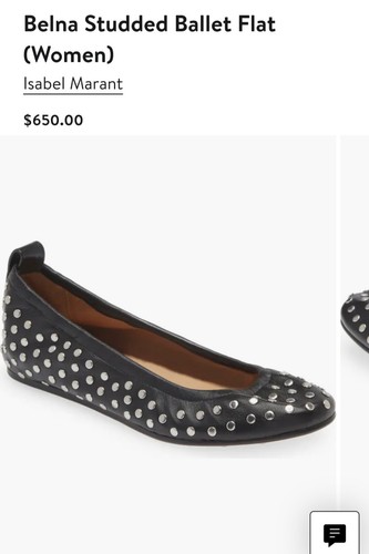 Pre-owned Isabel Marant Black Leather Belna Studded Ballet Flat