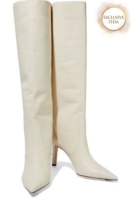 RRP 1195 JIMMY CHOO Mavis 85 Leather Tall Boots US6 UK3 EU36 Heel Made in Italy