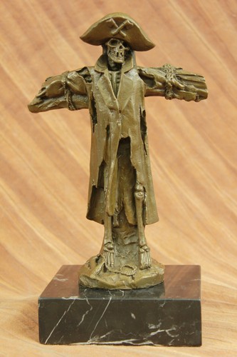 Bronze Rare Skeleton Pirate Bronze Sculpture Hot Cast Marble Base Figurine SALE