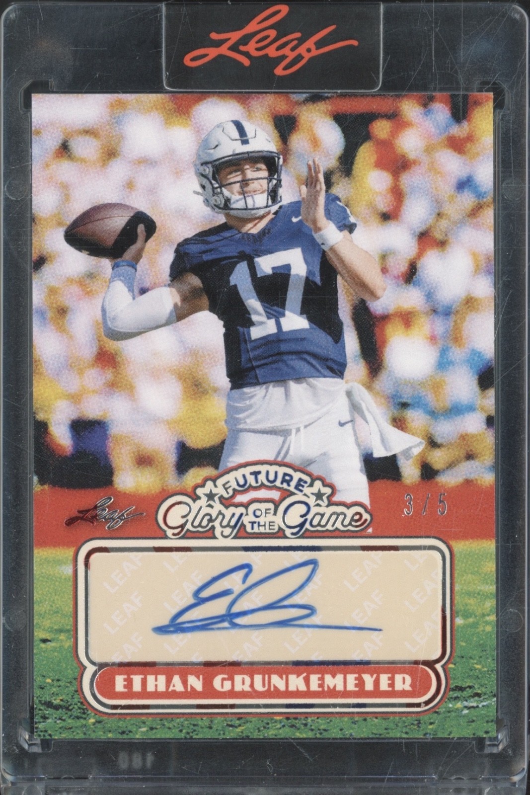 2025 Leaf Future Glory Of The Game Red White Blue Ethan Grunkemeyer Auto RC 3/5