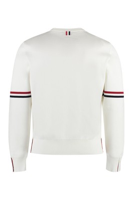 Pre-owned Thom Browne Long Sleeve Crew-neck Sweater In White