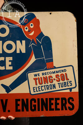 Vintage Double-Sided Tel-Rad TV Repair Sign