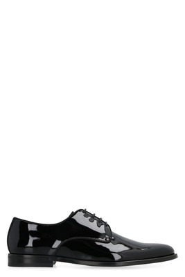 Pre-owned Dolce & Gabbana Patent Leather Lace-up Derby Shoes In Black