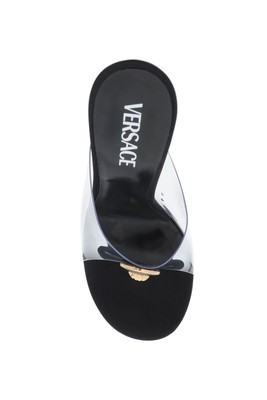 Pre-owned Versace 'vagabond' Sandals In Black Polyvinyl Chloride 36 It In Tranparente/nero/oro