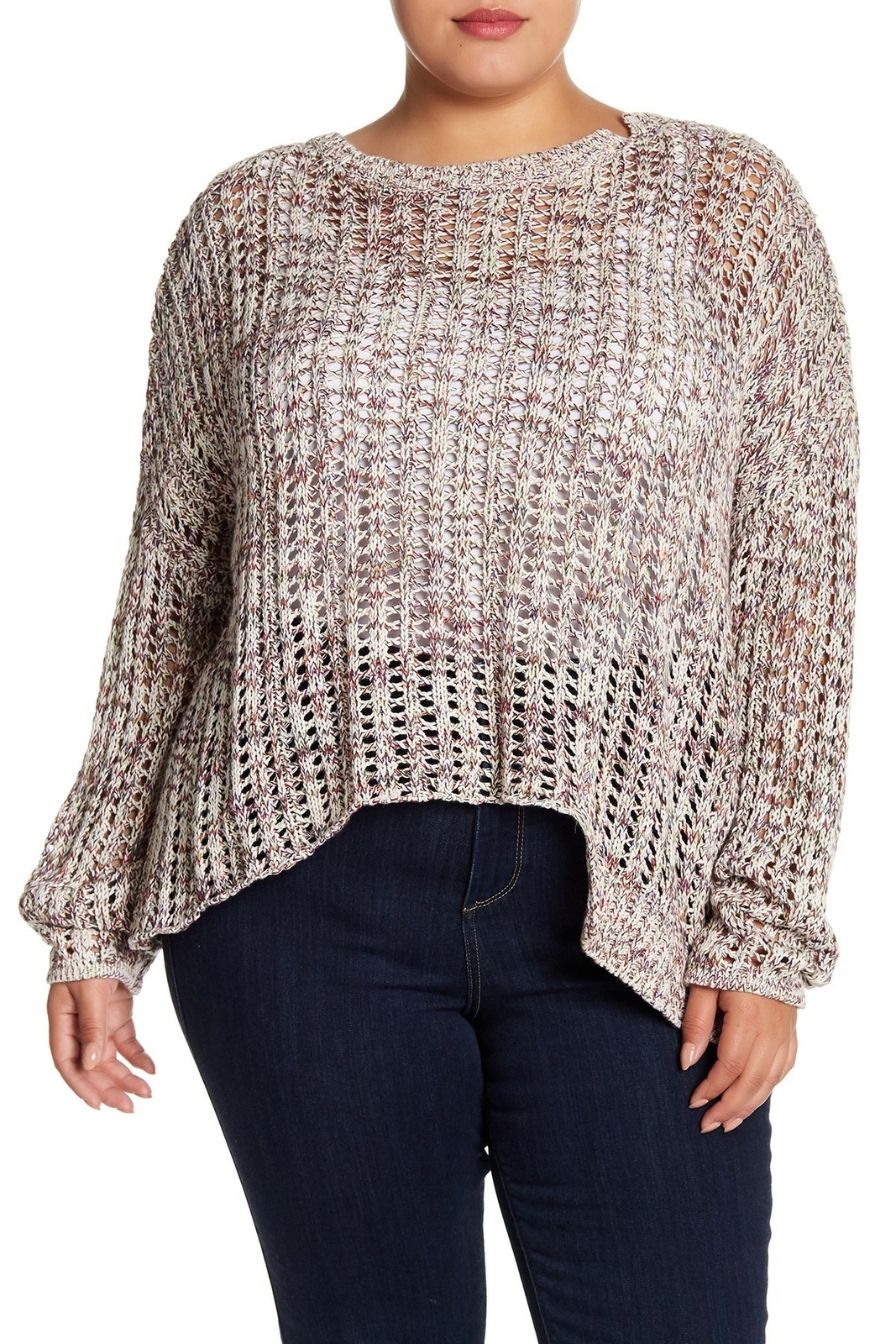Melrose and Market 164348 Women's Open Weave Multicolor Sweater Plus Size Sz. 1X