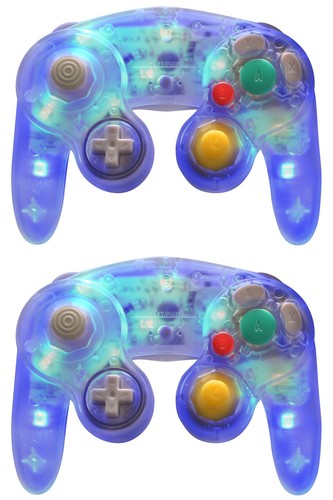 New GameCube - LED BLUE USB Classic Controller Gamepad X2 PC (RetroLink) Wired
