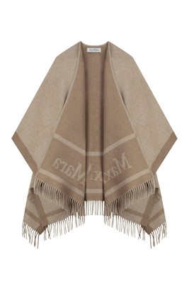 Pre-owned Max Mara Hilde Wool Cape In Beige