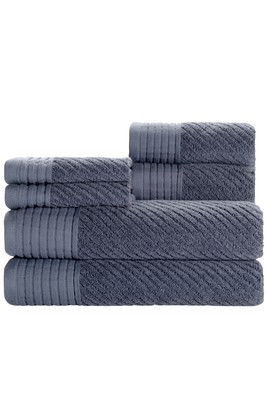 New Caro Home Beacon 6 Piece Persian Periwinkle 100% Cotton Towel Set