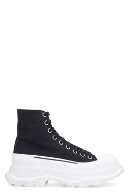 Pre-owned Alexander Mcqueen Tread Slick Lace-up Ankle Boots In Black