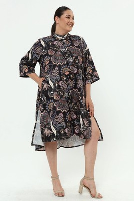 MÄDCHENGLÜCK JACQUARD VISKOSE KLEID/ TUNIKA IN A-FORM VON MÄDCHENGLÜCK IN SCHWARZ MUSTER