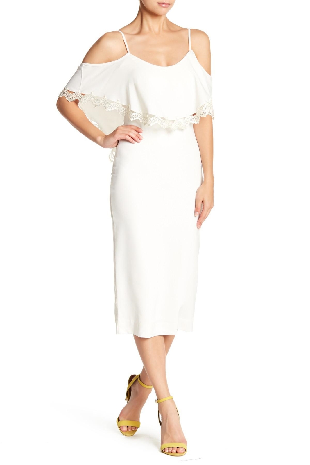 Dress the Population 154706 Women's Beth Overlay Dress White