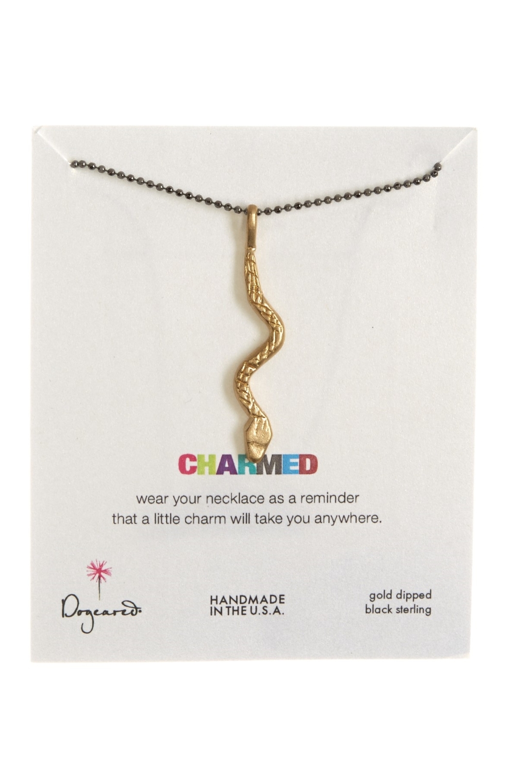 Dogeared 167219 Womens Two-Tone Charmed King Snake Pendant Necklace Gold/Black
