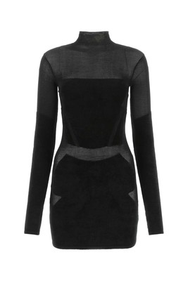 DION LEE DION LEE BLACK STRETCH VISCOSE BLEND MINI DRESS