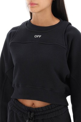 Pre-owned Off-white Cropped Sweatshirt In Black White