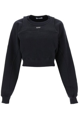 Pre-owned Off-white Cropped Sweatshirt In Black White