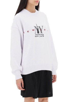 Pre-owned Alexander Wang Ny Empire State Logo Cotton Sweater In White