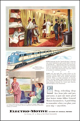 1940s vintage AD ELCTRO MOTIVE GM Builds DEISEL Locomotives Travel Comfort031524