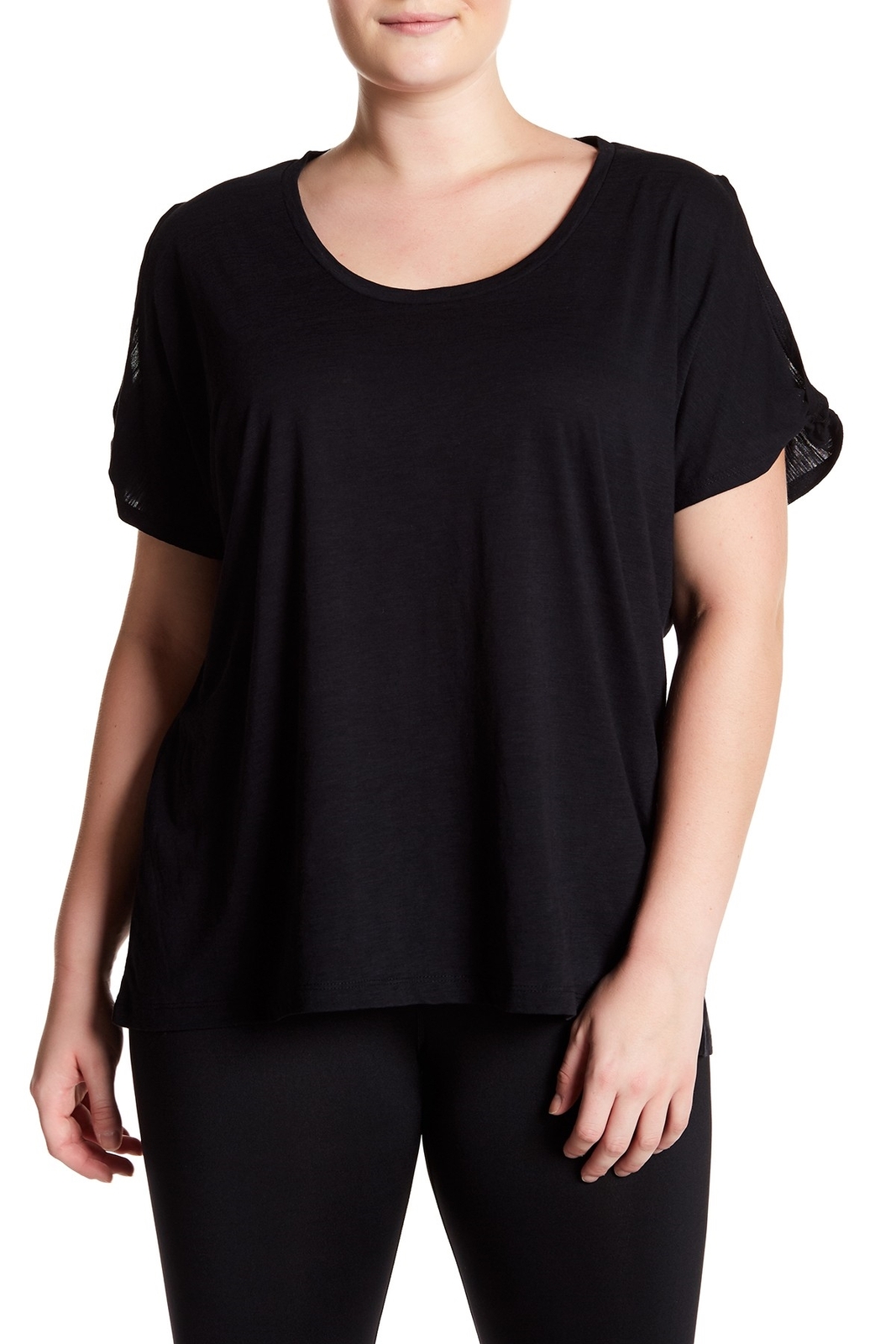 Balance Collection 158549 Women's Cold Shoulder Tee Plus Size Black Sz. 2X