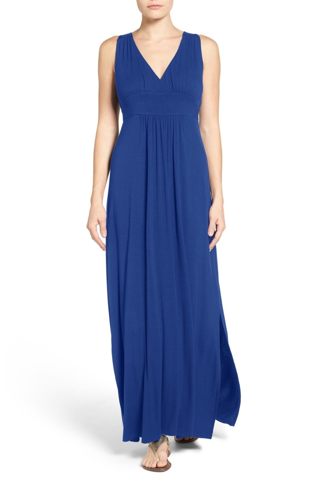 Caslon 154159 Women's Knit Maxi Dress Sleeveless Blue Mazarine Sz. XS