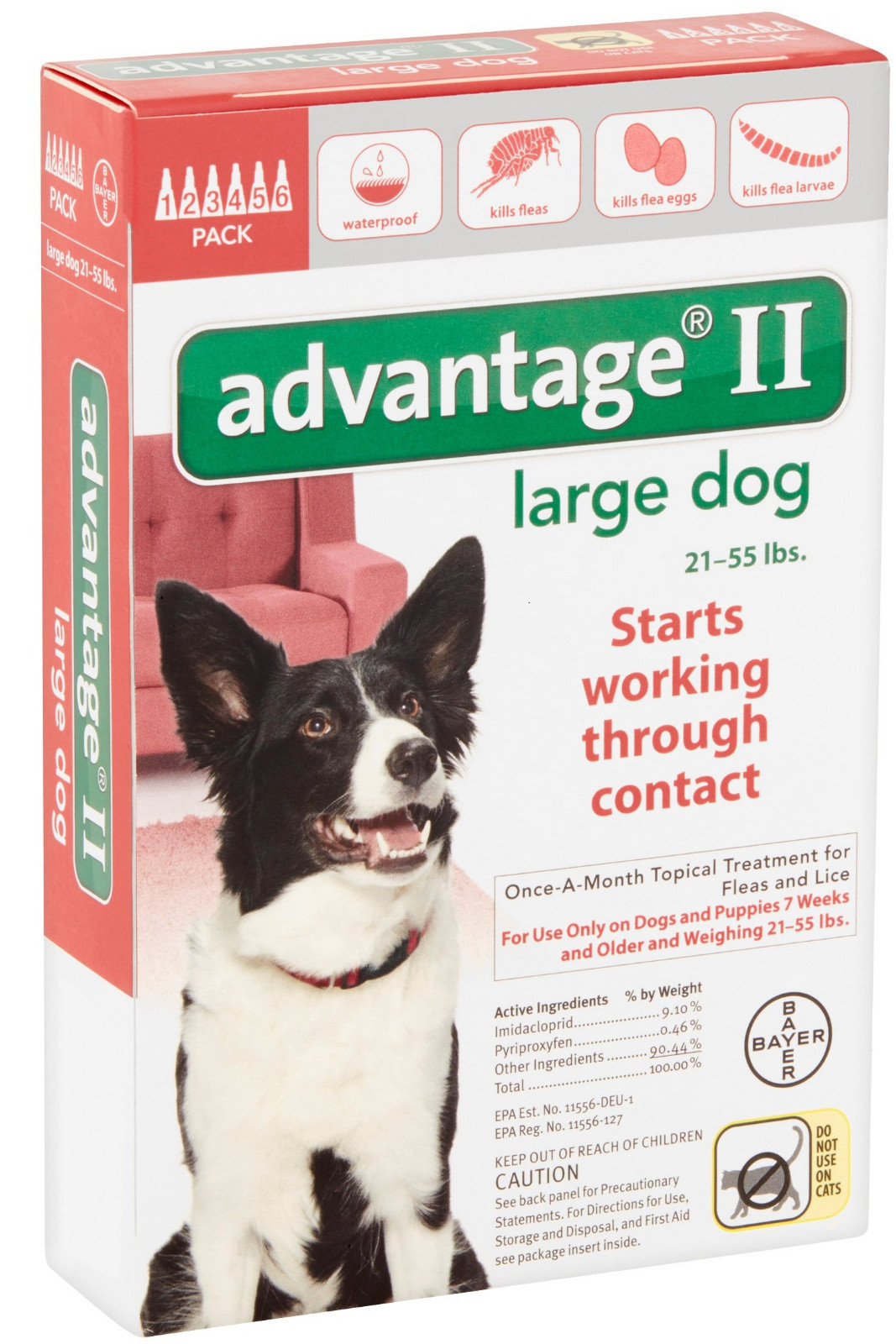 Free Shipping* Bayer Advantage II For Large  Dogs 21 - 55 lbs ( 6 Packs )